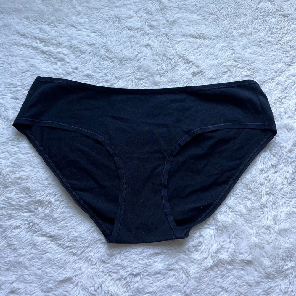 Quince Organic Cotton Bikini Underwear Black Mid Rise Panty EMI001 Womens Size M